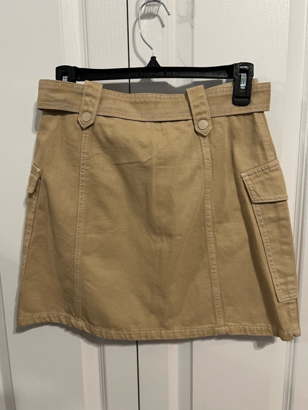 Topshop Beige Utility Skirt with Front Zip and Belt - Picture 3 of 7